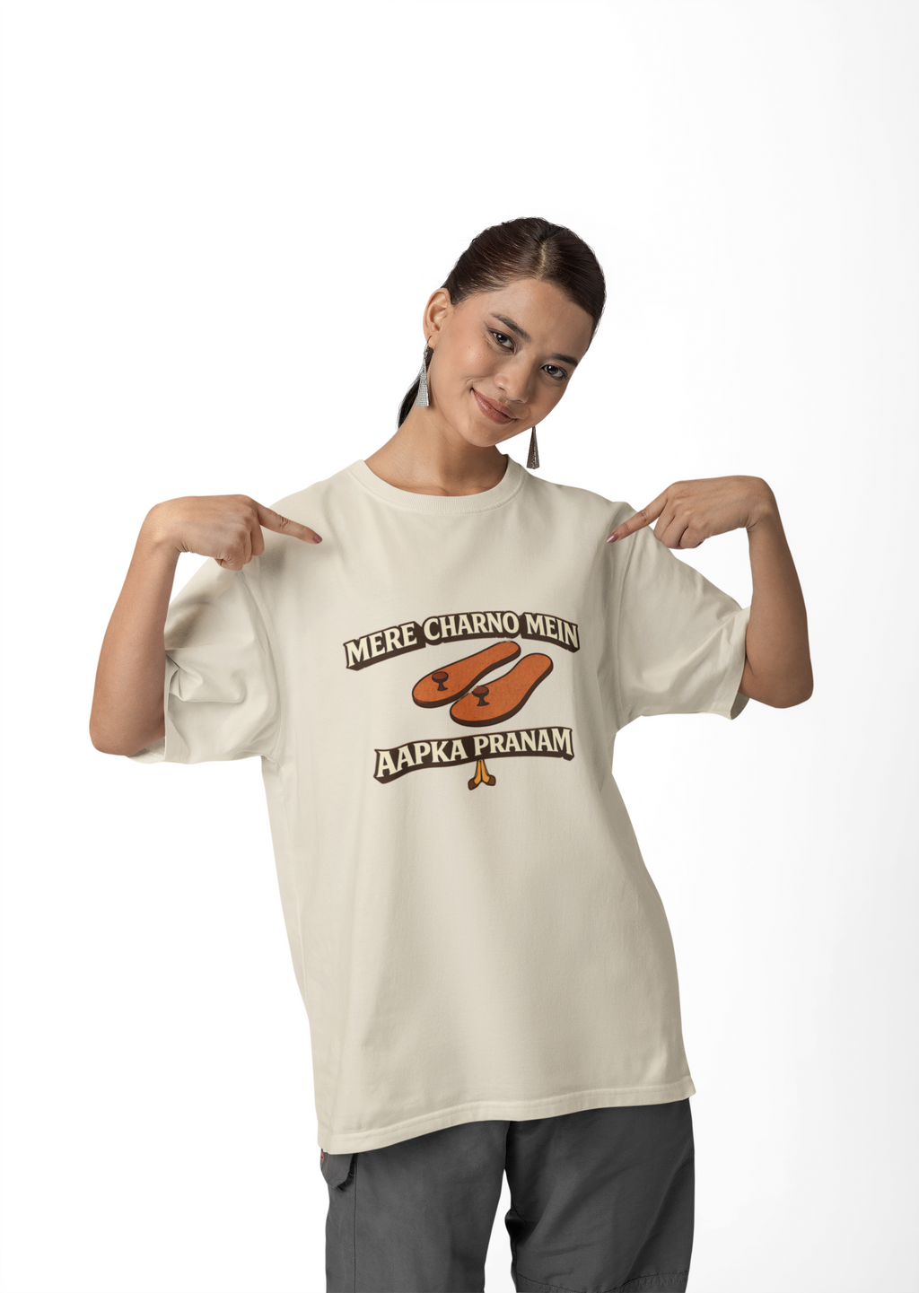 Mere Charno Mein Aapka Pranam - Oversized T-Shirt for Women