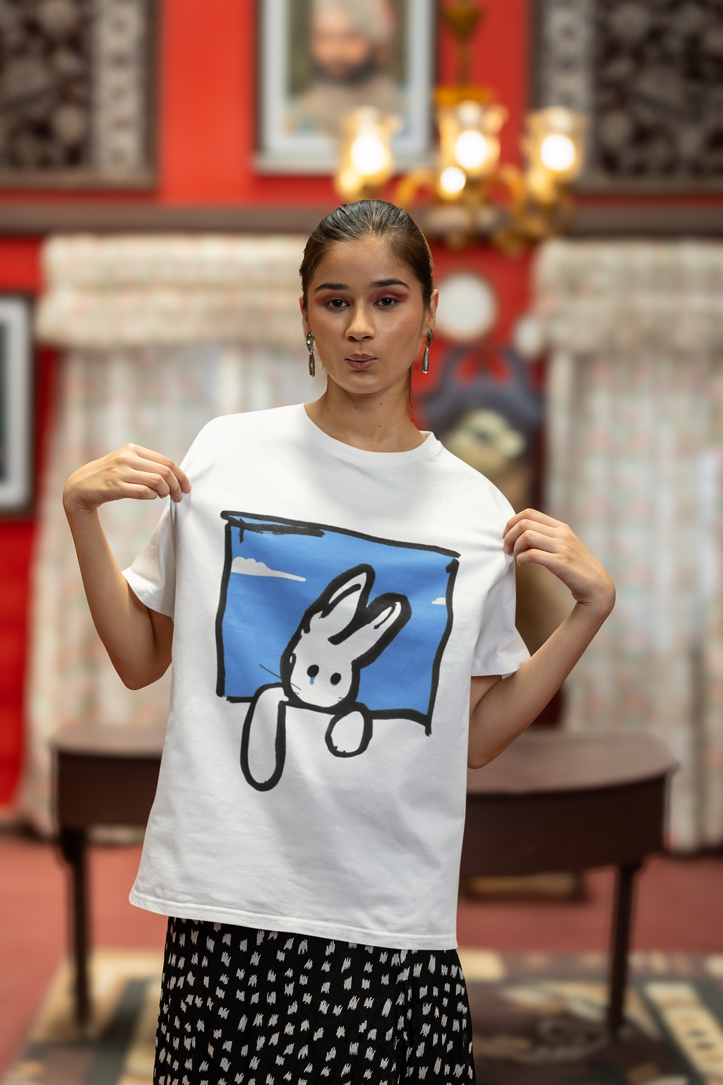 Cute Rabbit Oversized T-Shirt for Women