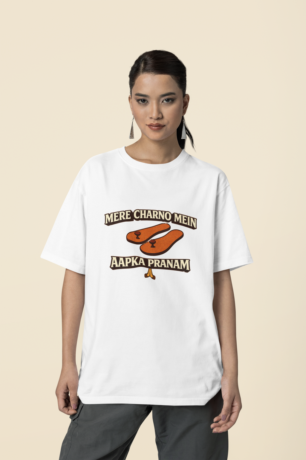 Mere Charno Mein Aapka Pranam - Oversized T-Shirt for Women