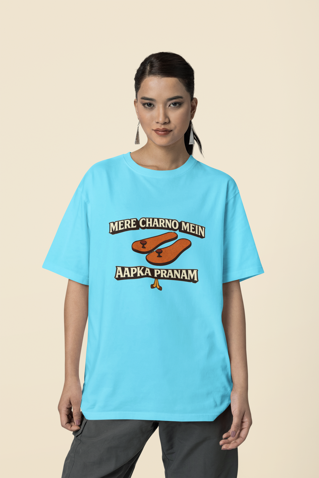 Mere Charno Mein Aapka Pranam - Oversized T-Shirt for Women