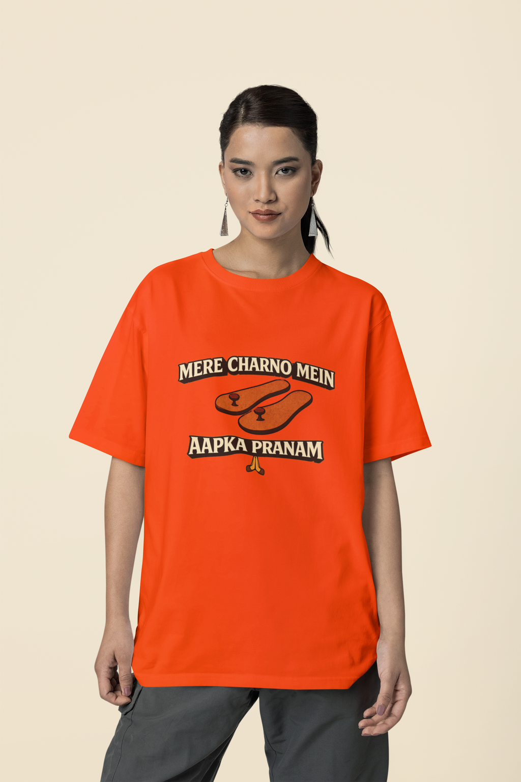 Mere Charno Mein Aapka Pranam - Oversized T-Shirt for Women