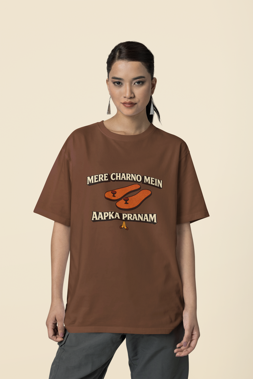 Mere Charno Mein Aapka Pranam - Oversized T-Shirt for Women
