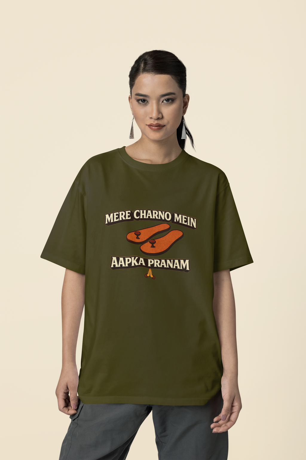 Mere Charno Mein Aapka Pranam - Oversized T-Shirt for Women