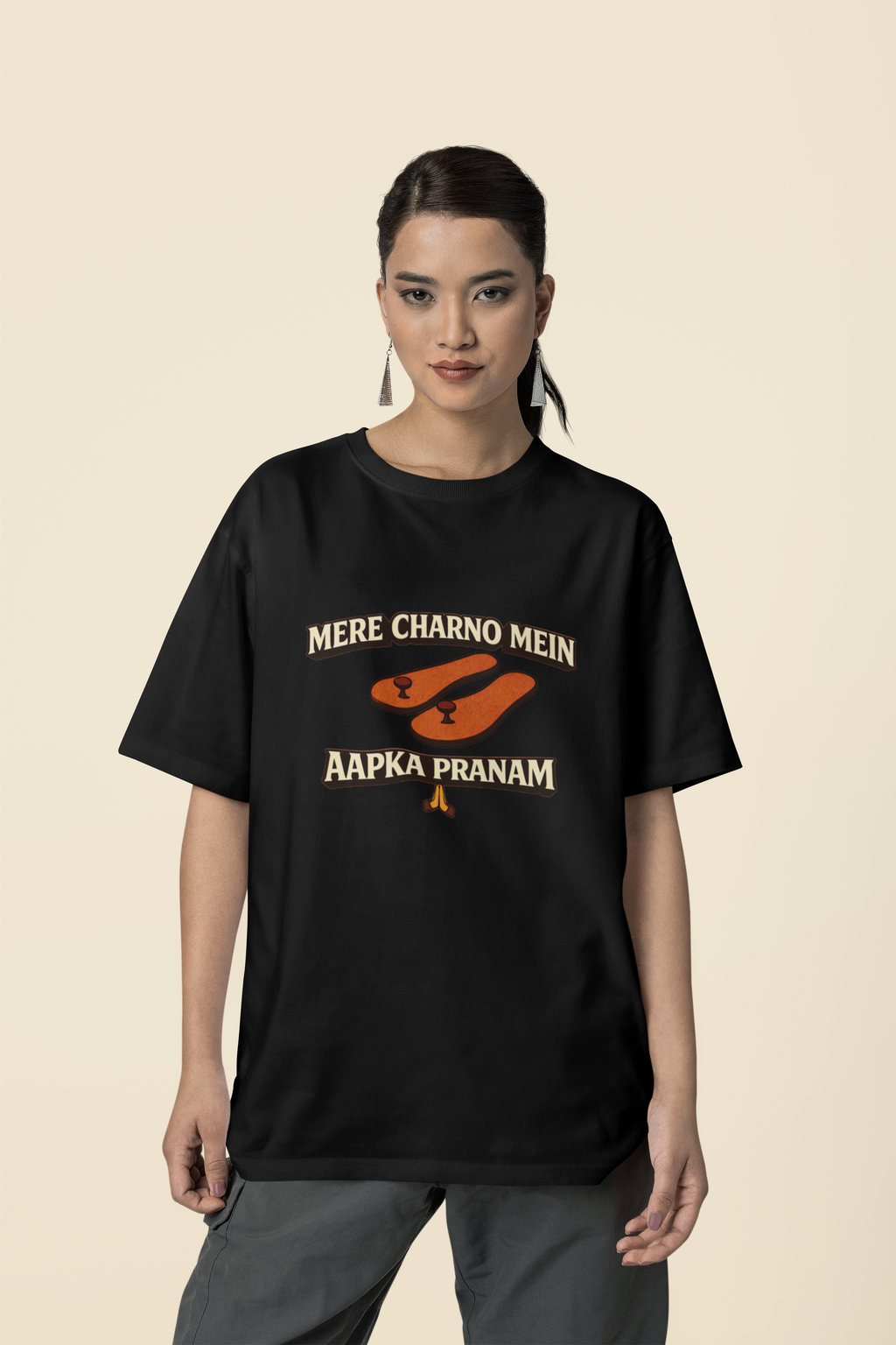 Mere Charno Mein Aapka Pranam - Oversized T-Shirt for Women