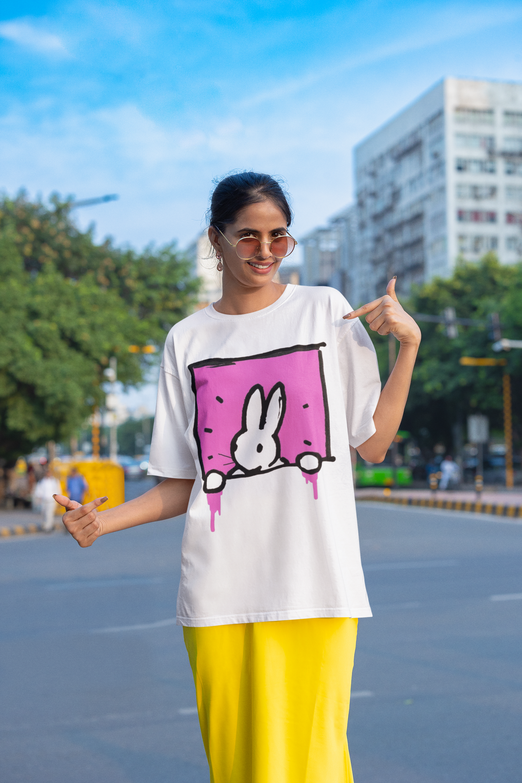 Cute Rabbit Oversized T-Shirt for Women