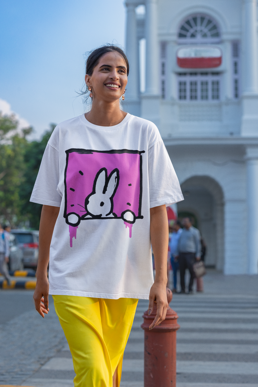 Cute Rabbit Oversized T-Shirt for Women