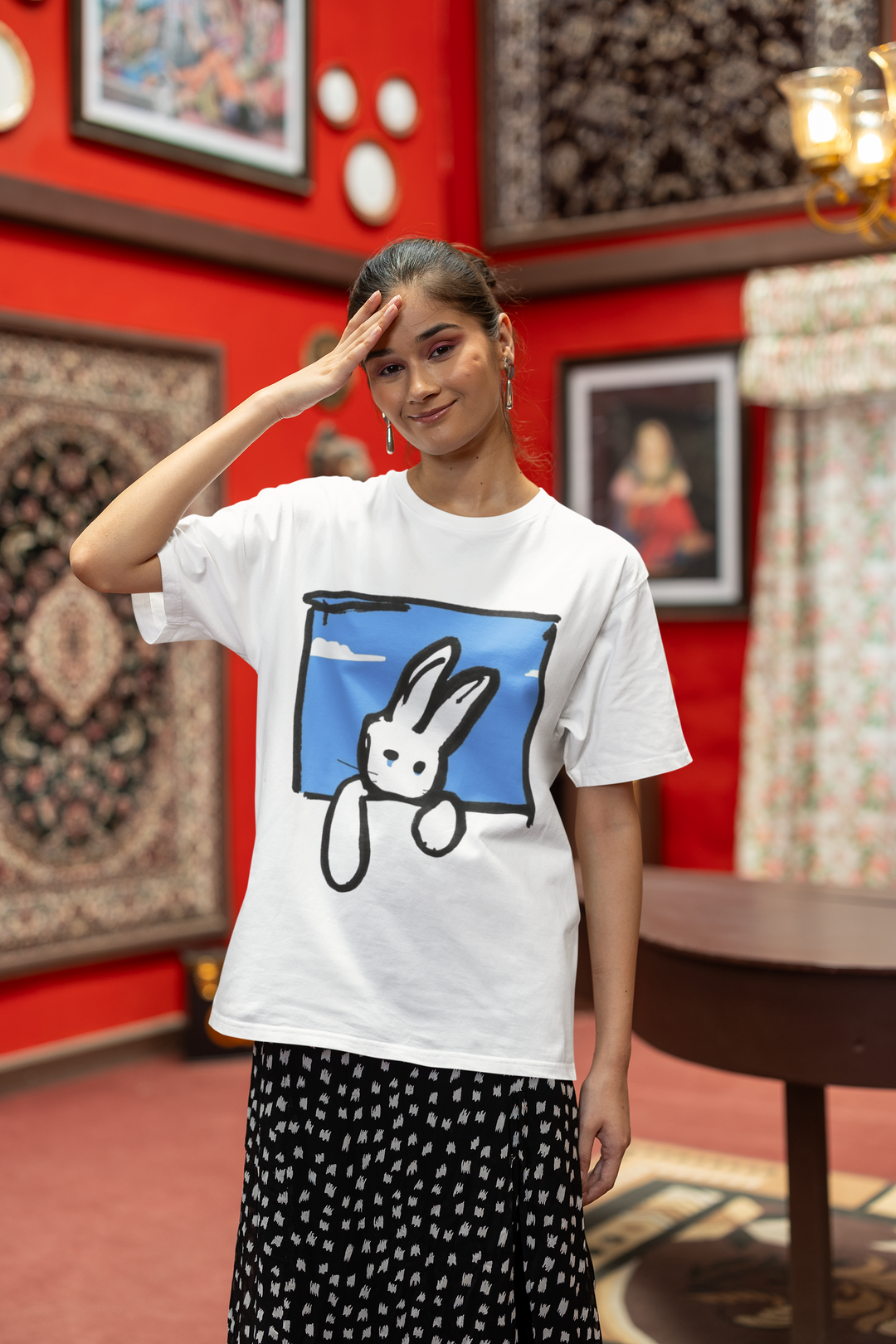 Cute Rabbit Oversized T-Shirt for Women