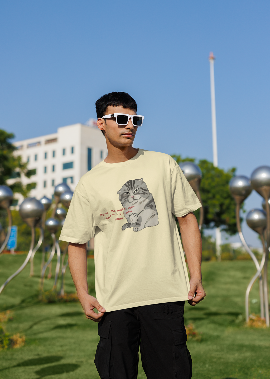 Meow Mood Oversized T-Shirt for Men