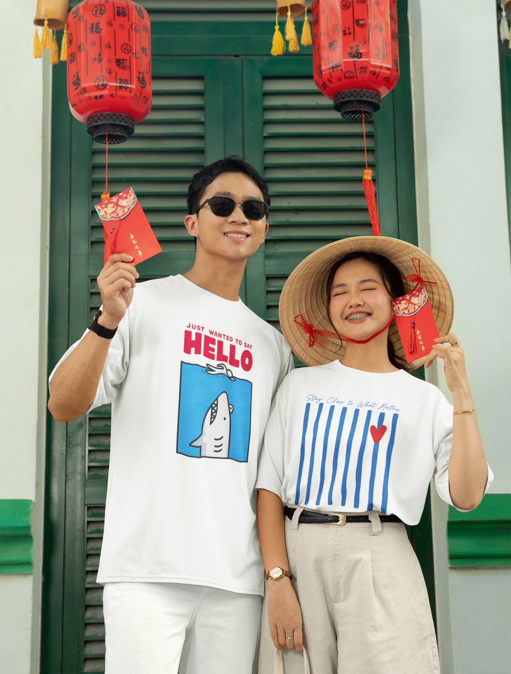 HELLO SHARK Oversized T-Shirt for Men | Pixalflux