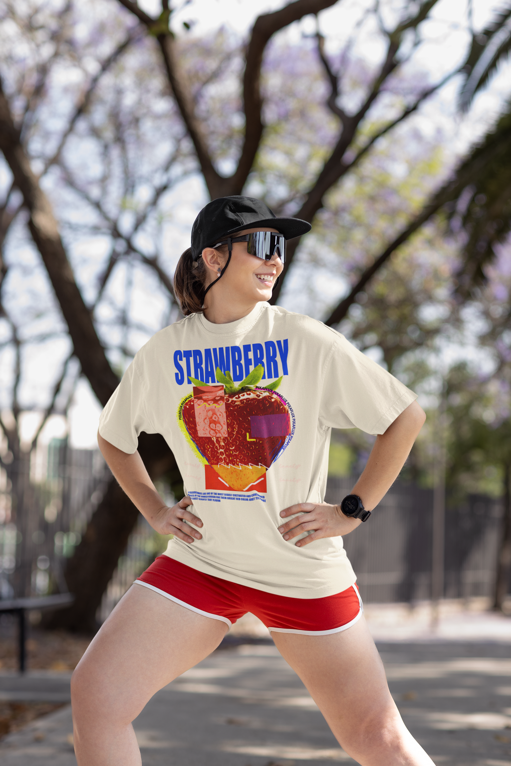 Strawberry Graphic Oversized T-Shirt for Women | Pixalflux