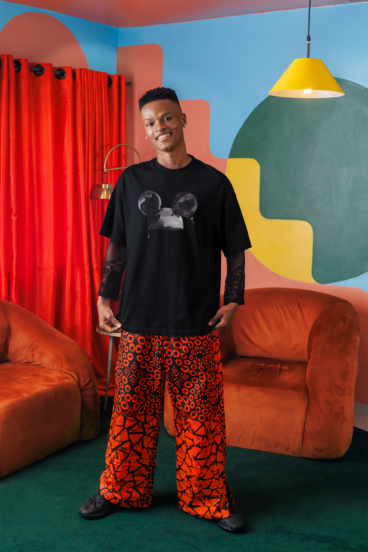 Mickey Mouse Print Oversized T-Shirt for Men