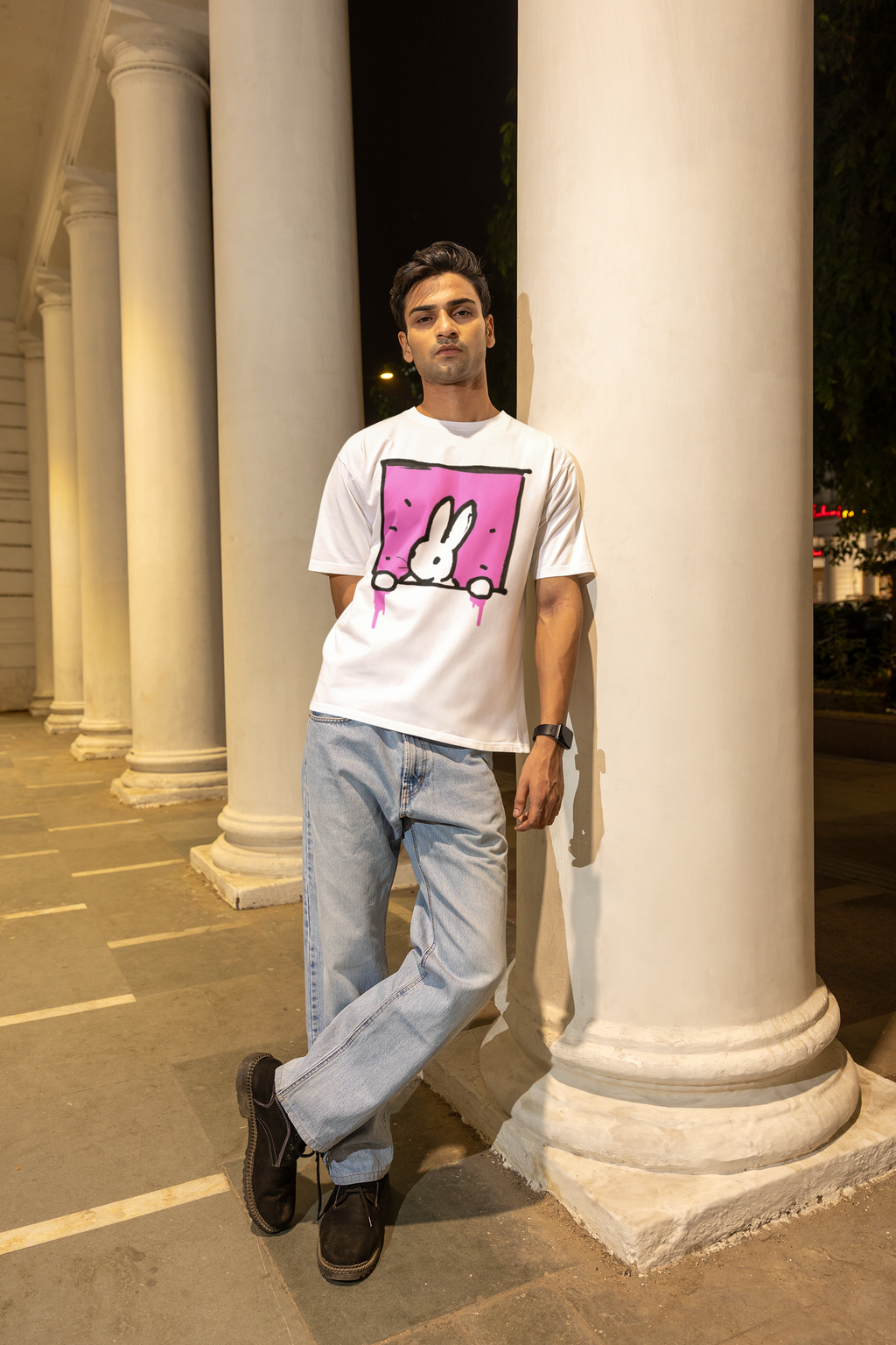 Rabbit Dual Tone Oversized T-Shirt for Men