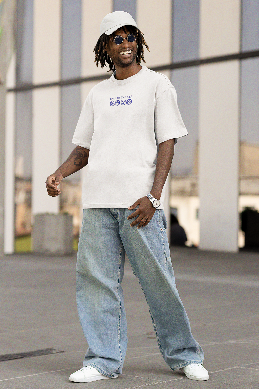 In The Sun By The Sea Back Print Oversized T-Shirt for Men