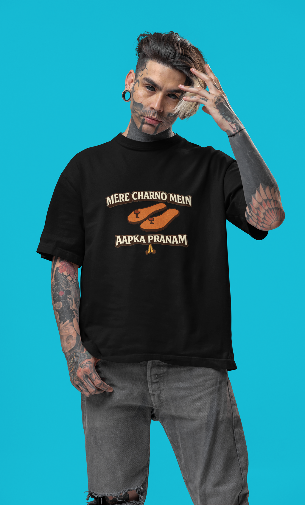 Mere Charno Mein Aapka Pranam - Oversized T-Shirt for Men