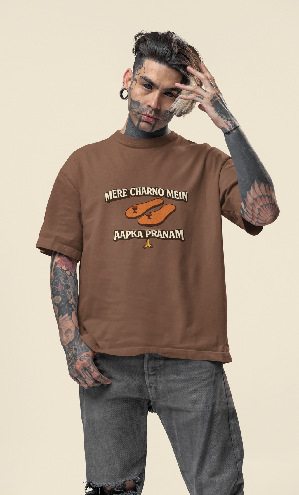 Mere Charno Mein Aapka Pranam - Oversized T-Shirt for Men