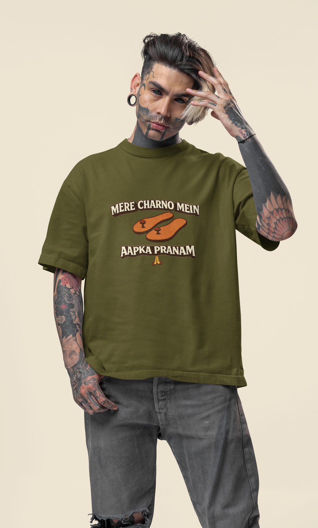 Mere Charno Mein Aapka Pranam - Oversized T-Shirt for Men