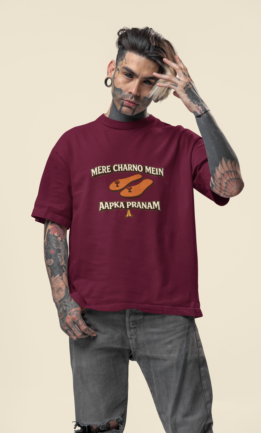 Mere Charno Mein Aapka Pranam - Oversized T-Shirt for Men