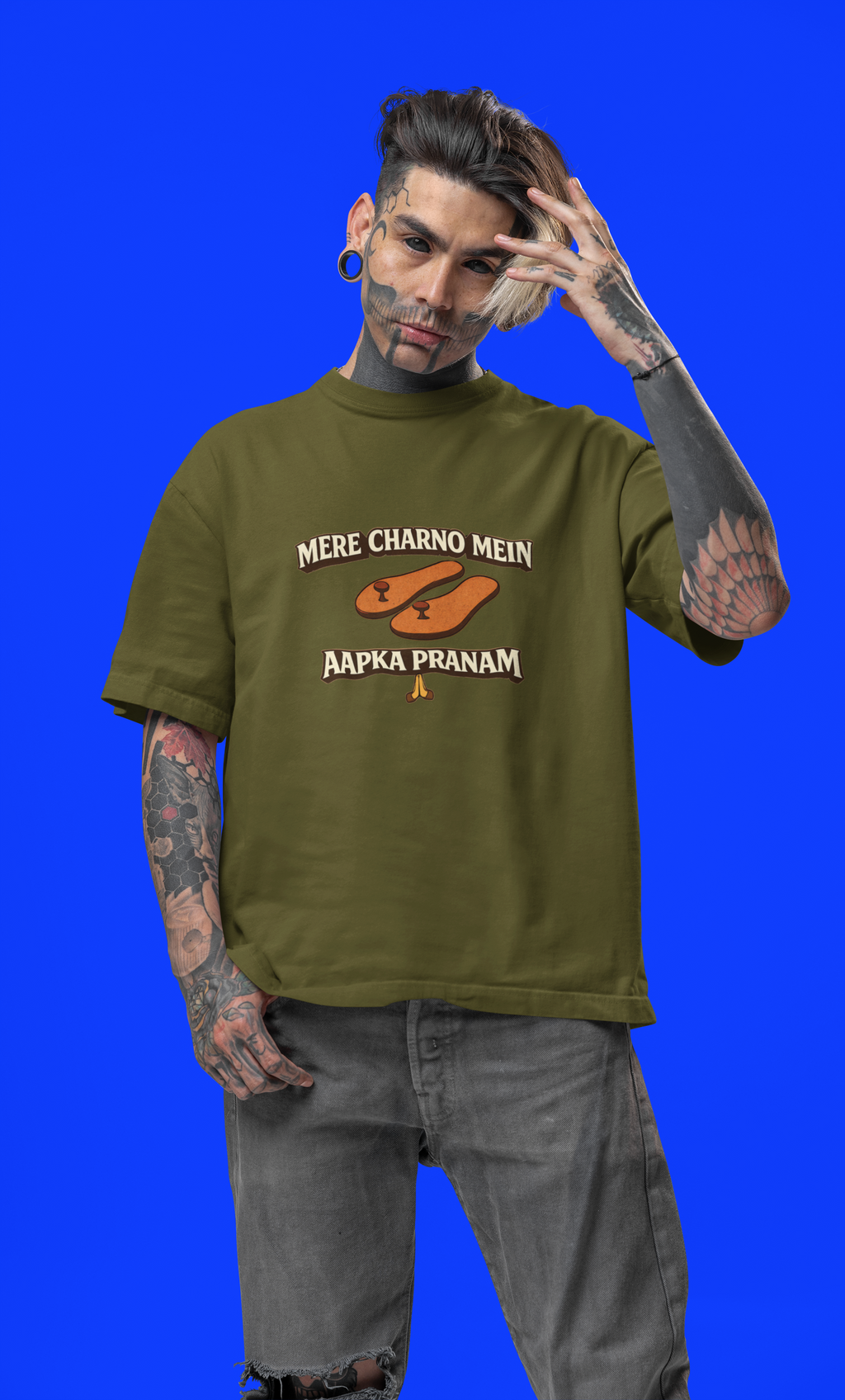 Mere Charno Mein Aapka Pranam - Oversized T-Shirt for Men