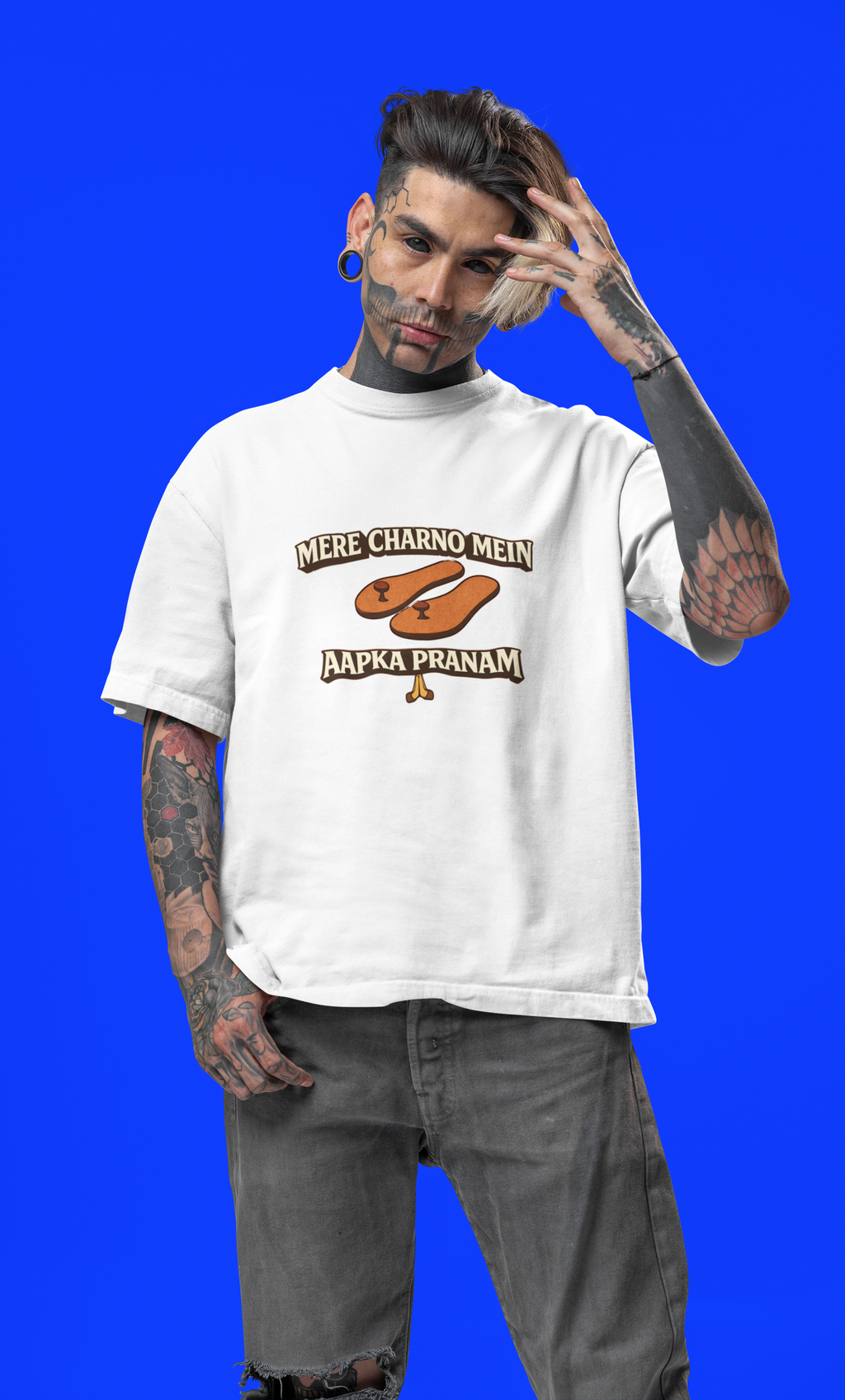 Mere Charno Mein Aapka Pranam - Oversized T-Shirt for Men