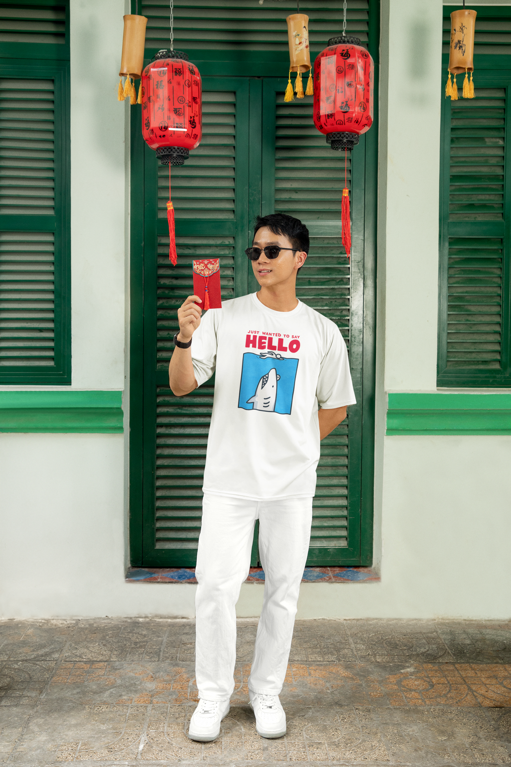 HELLO SHARK Oversized T-Shirt for Men | Pixalflux