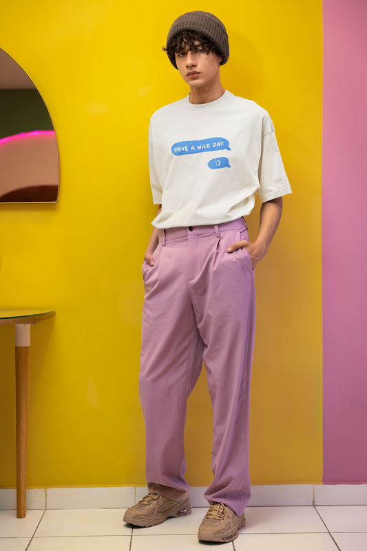 Blue Daisy Back Print Oversized T-Shirt for Men