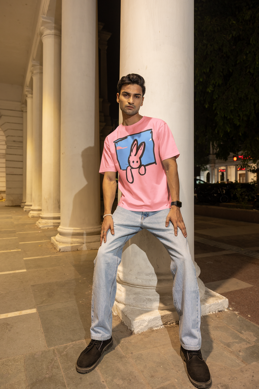 Dual Tone Rabbit Oversized T-Shirt for Men