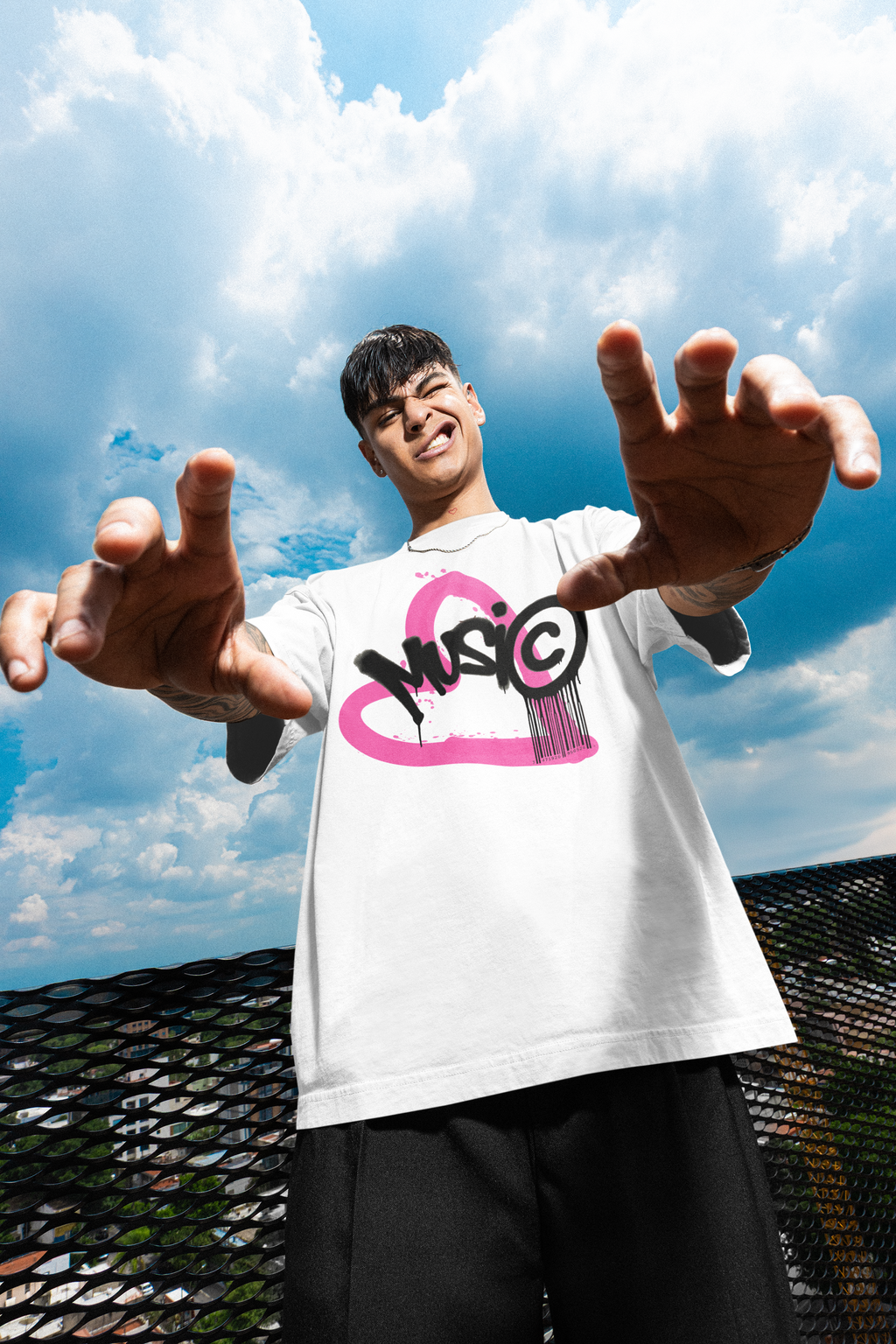 Music Heart Graffiti Oversized T-Shirt | Pixalflux