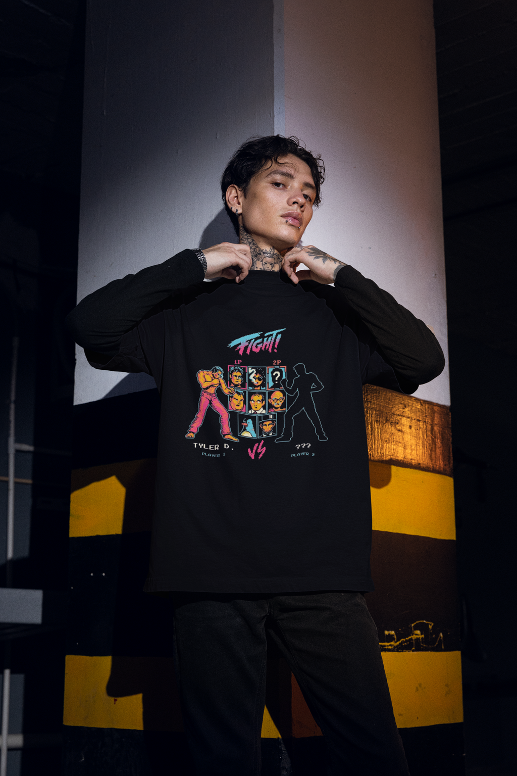 Retro Fight Game Oversized T-Shirt for Men