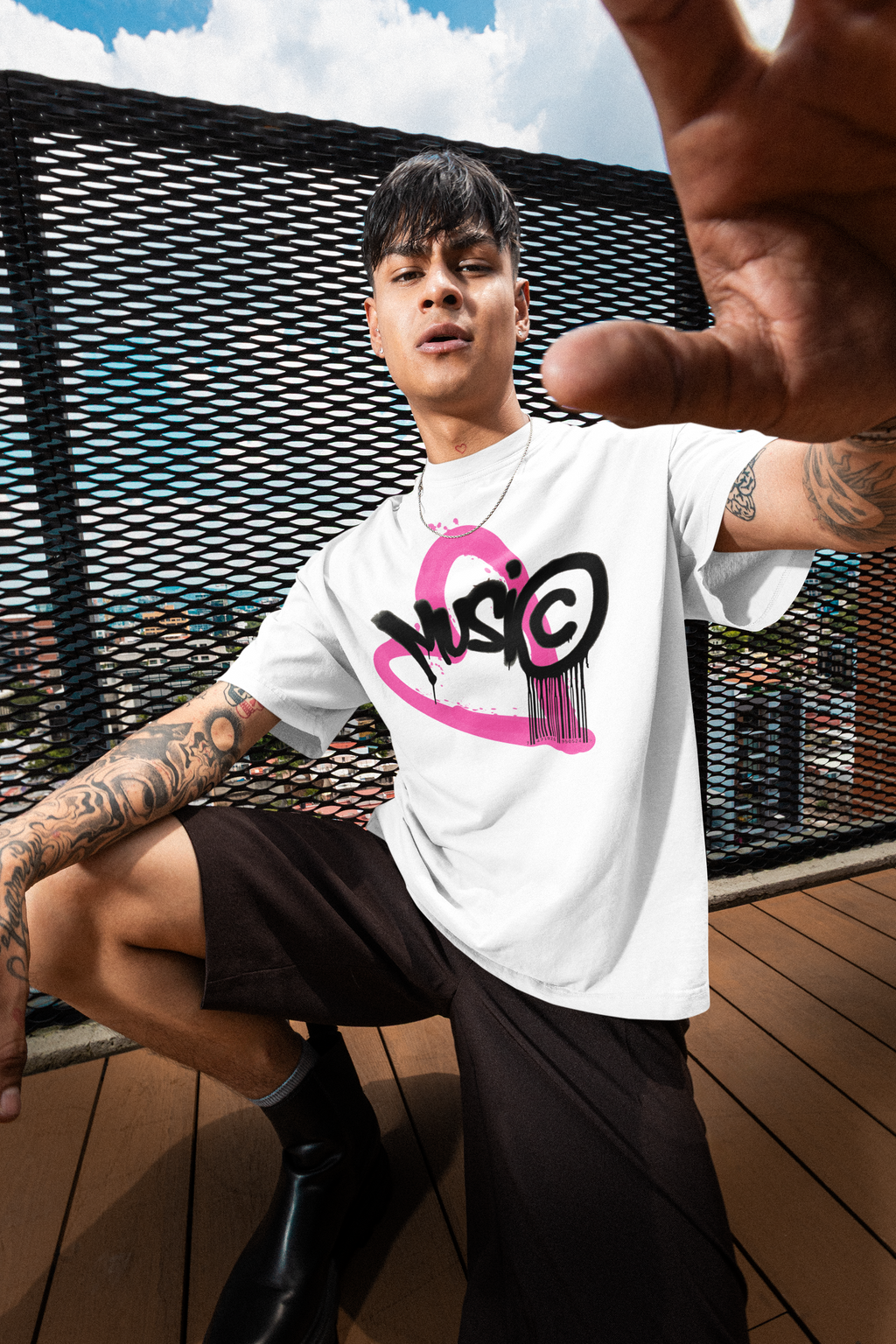 Music Heart Graffiti Oversized T-Shirt | Pixalflux