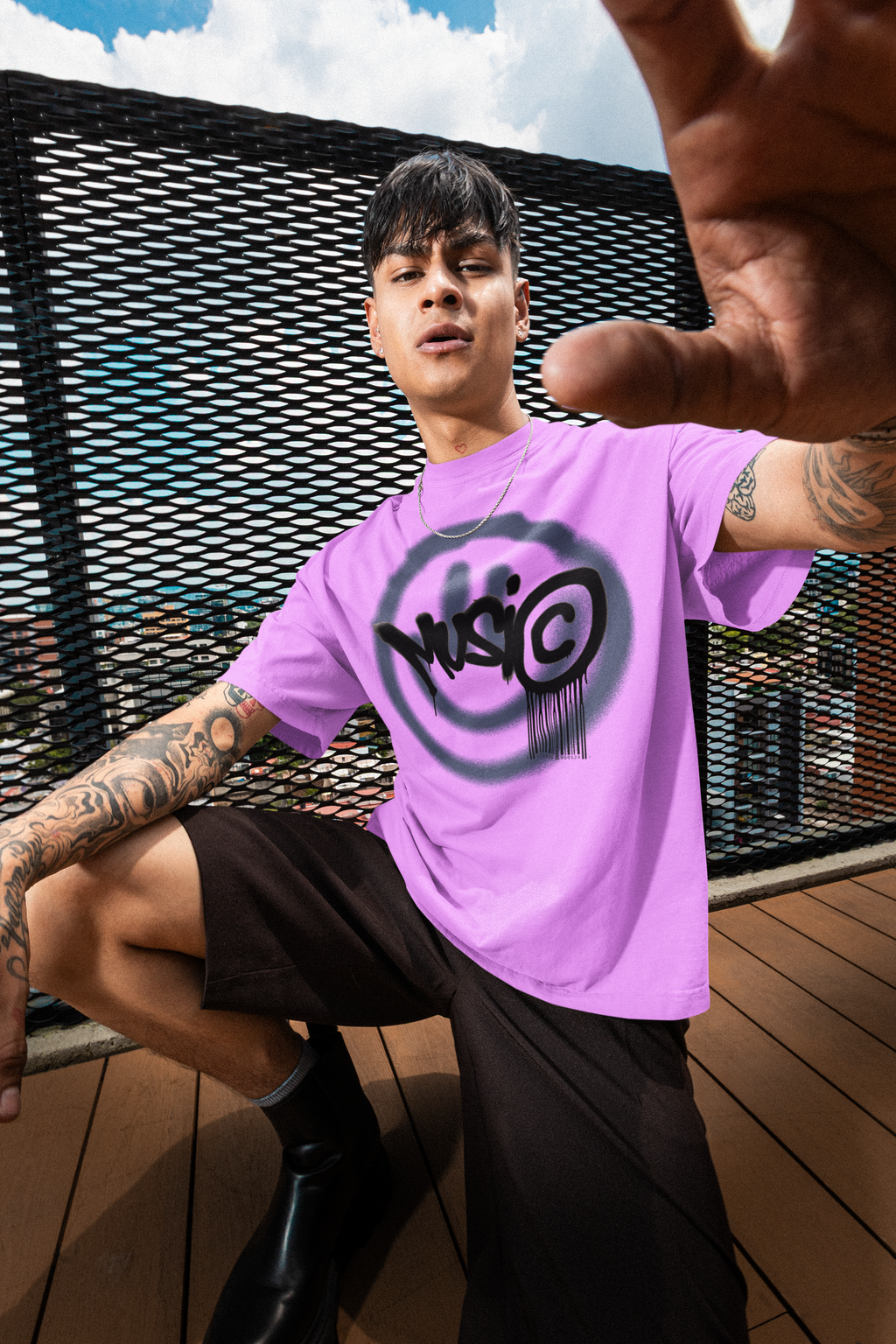 Music Graffiti Oversized T-Shirt | Pixalflux