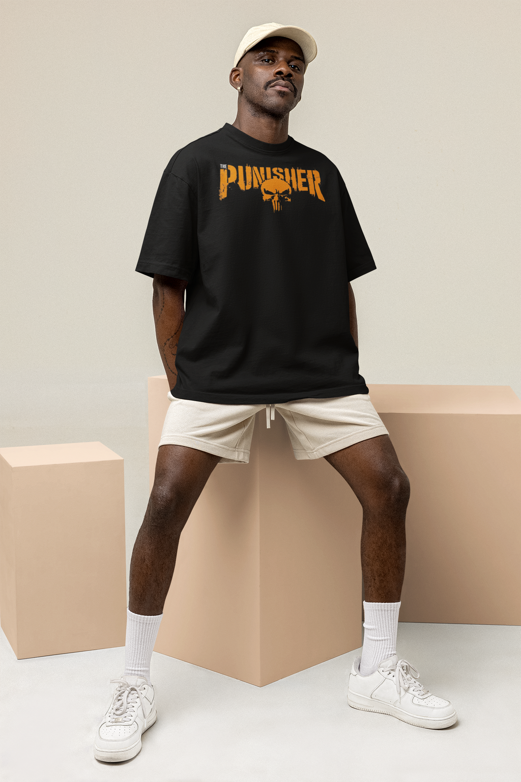 PUNISHER Front & Back Print Oversized T-Shirt for Men | Pixalflux