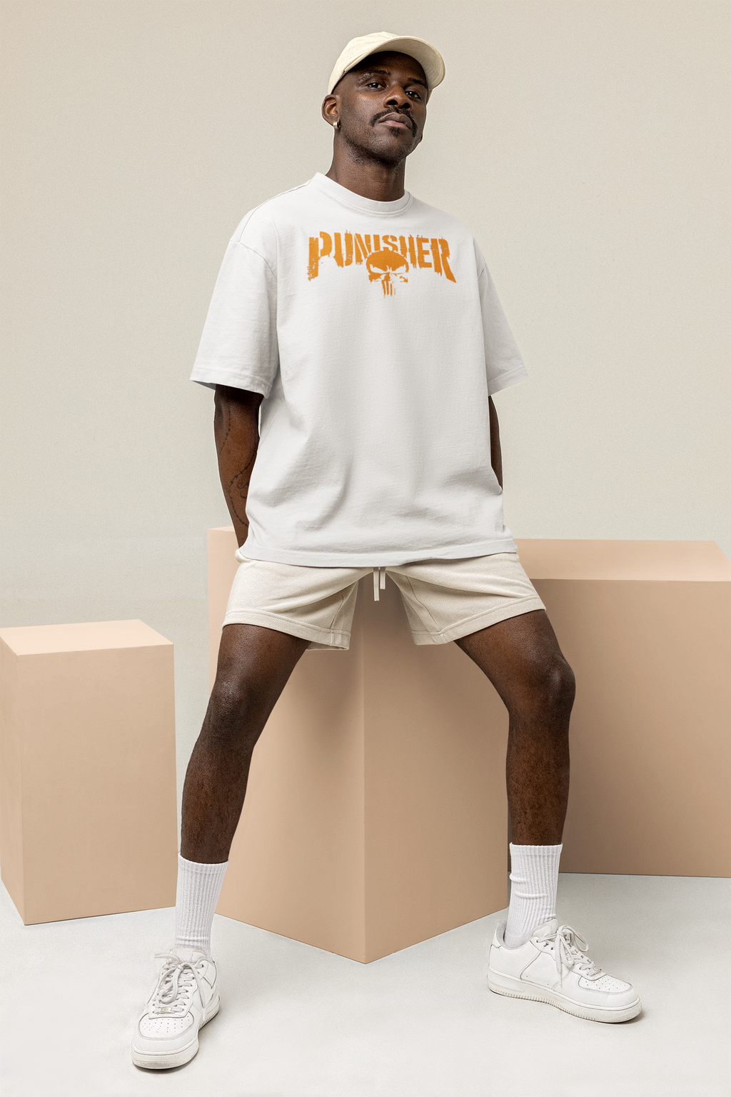 PUNISHER Front & Back Print Oversized T-Shirt for Men | Pixalflux