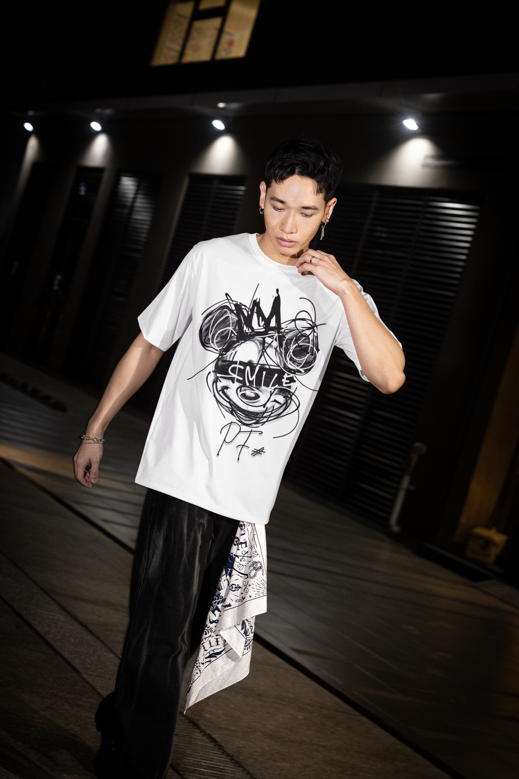 Mickey Mouse Scribble Art Oversized T-Shirt for Men
