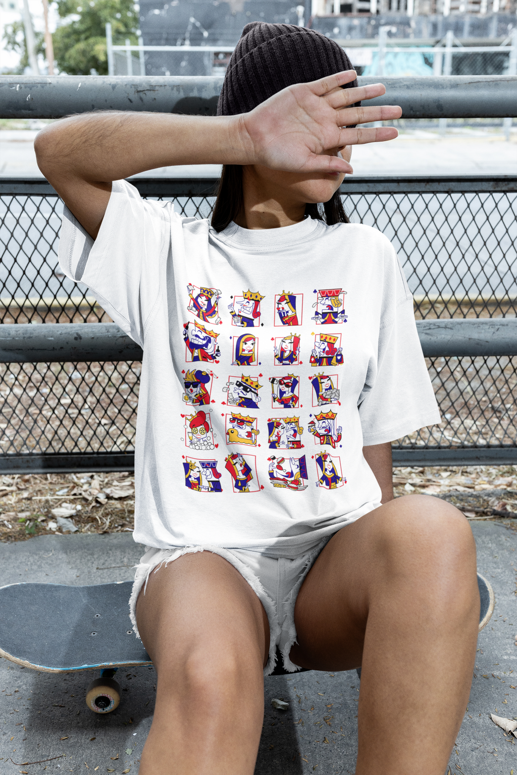 Playing Cards Graphic Oversized T-Shirt | Pixalflux