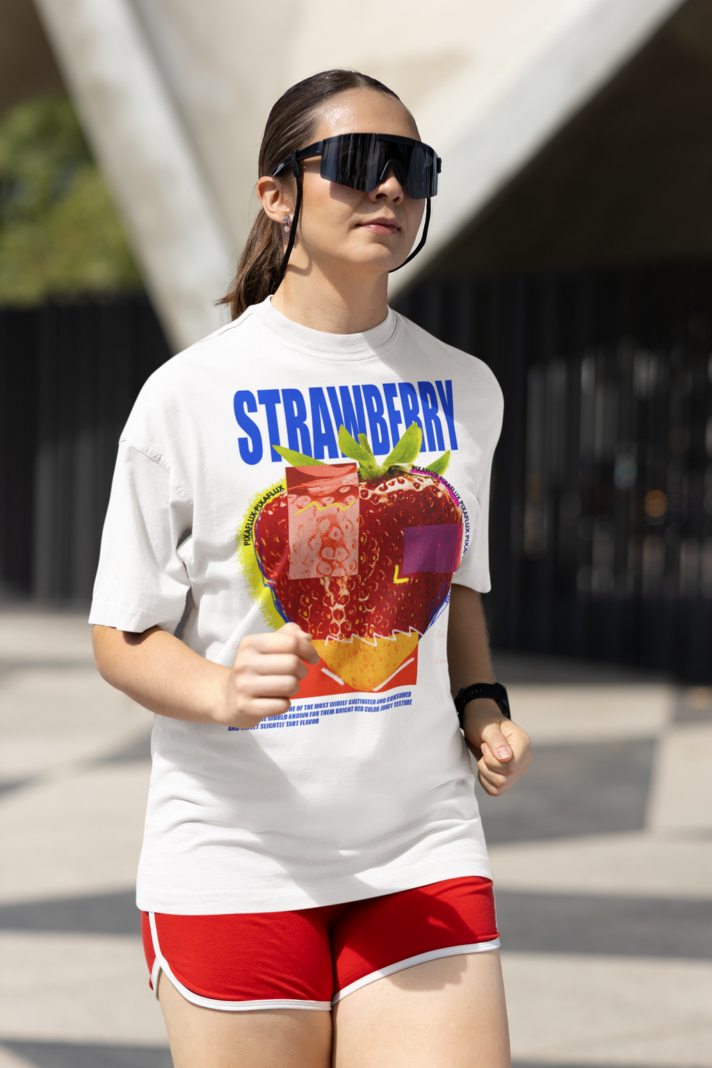 Strawberry Graphic Oversized T-Shirt for Women | Pixalflux
