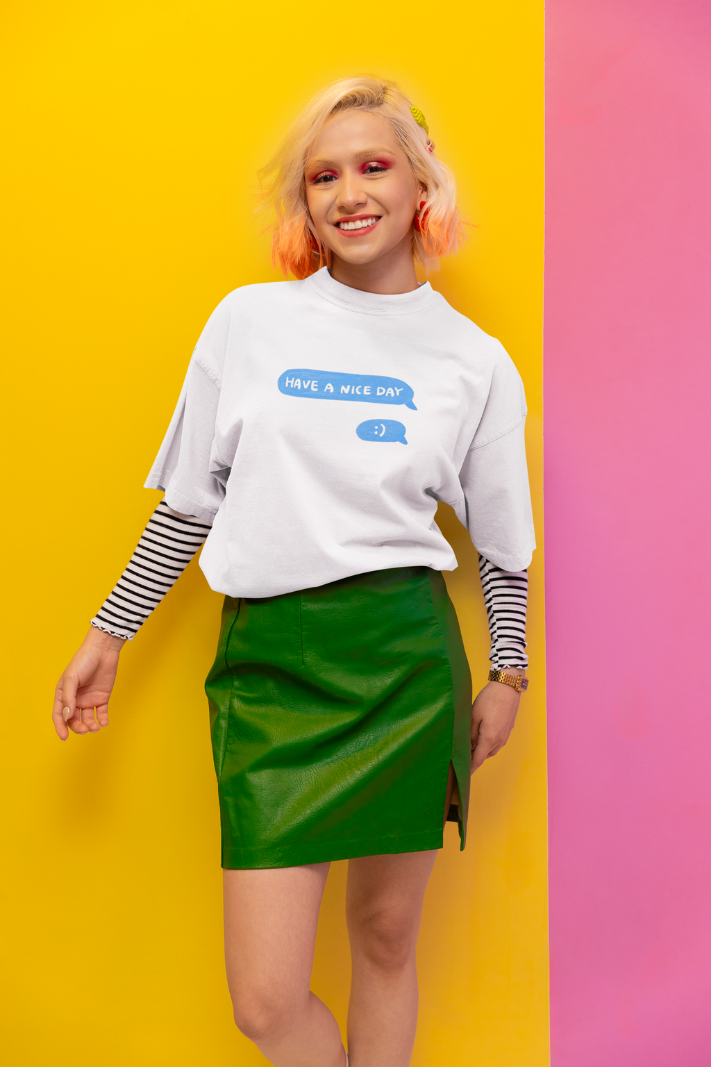 Blue Daisy Back Print Oversized T-Shirt for Women