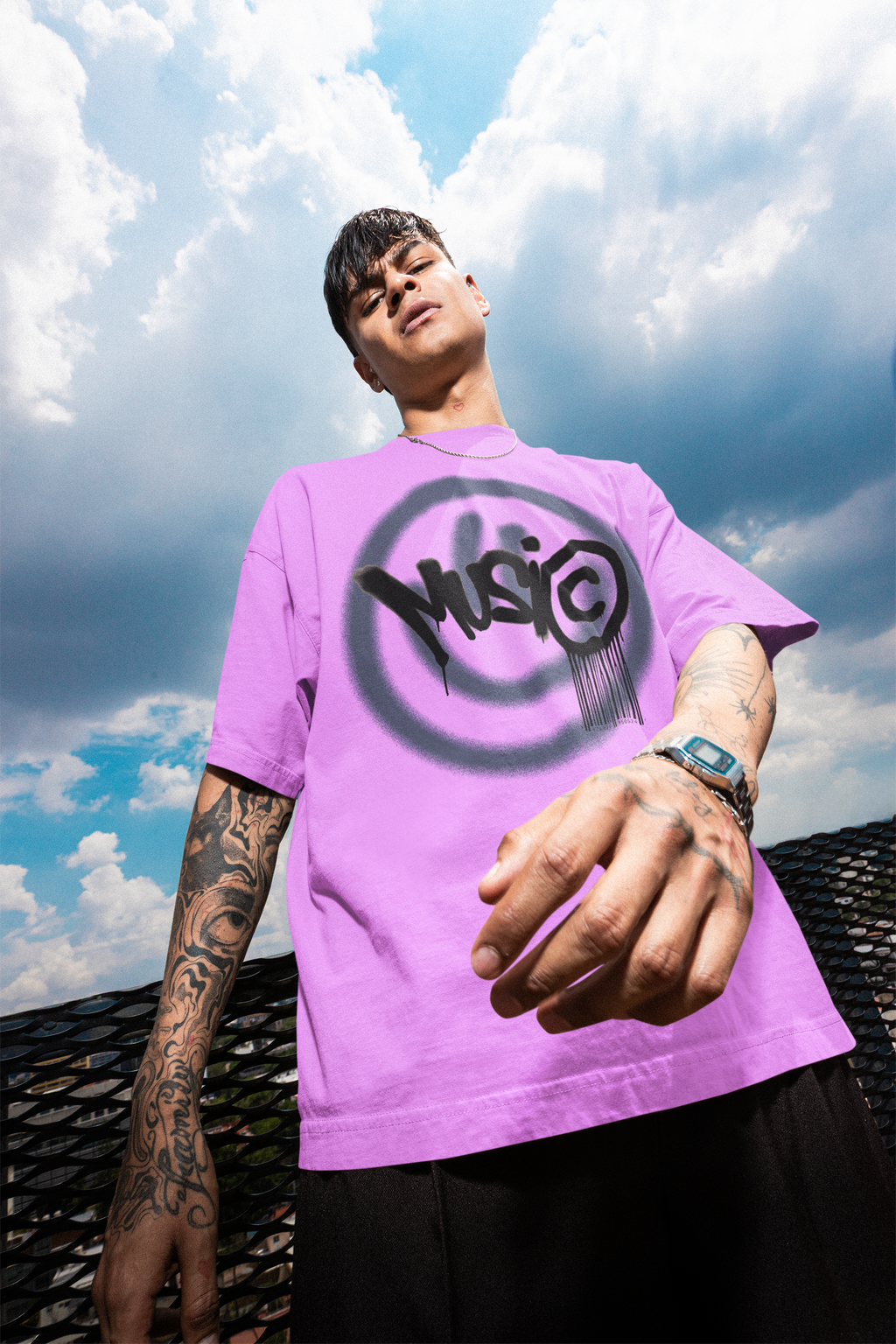 Music Graffiti Oversized T-Shirt | Pixalflux
