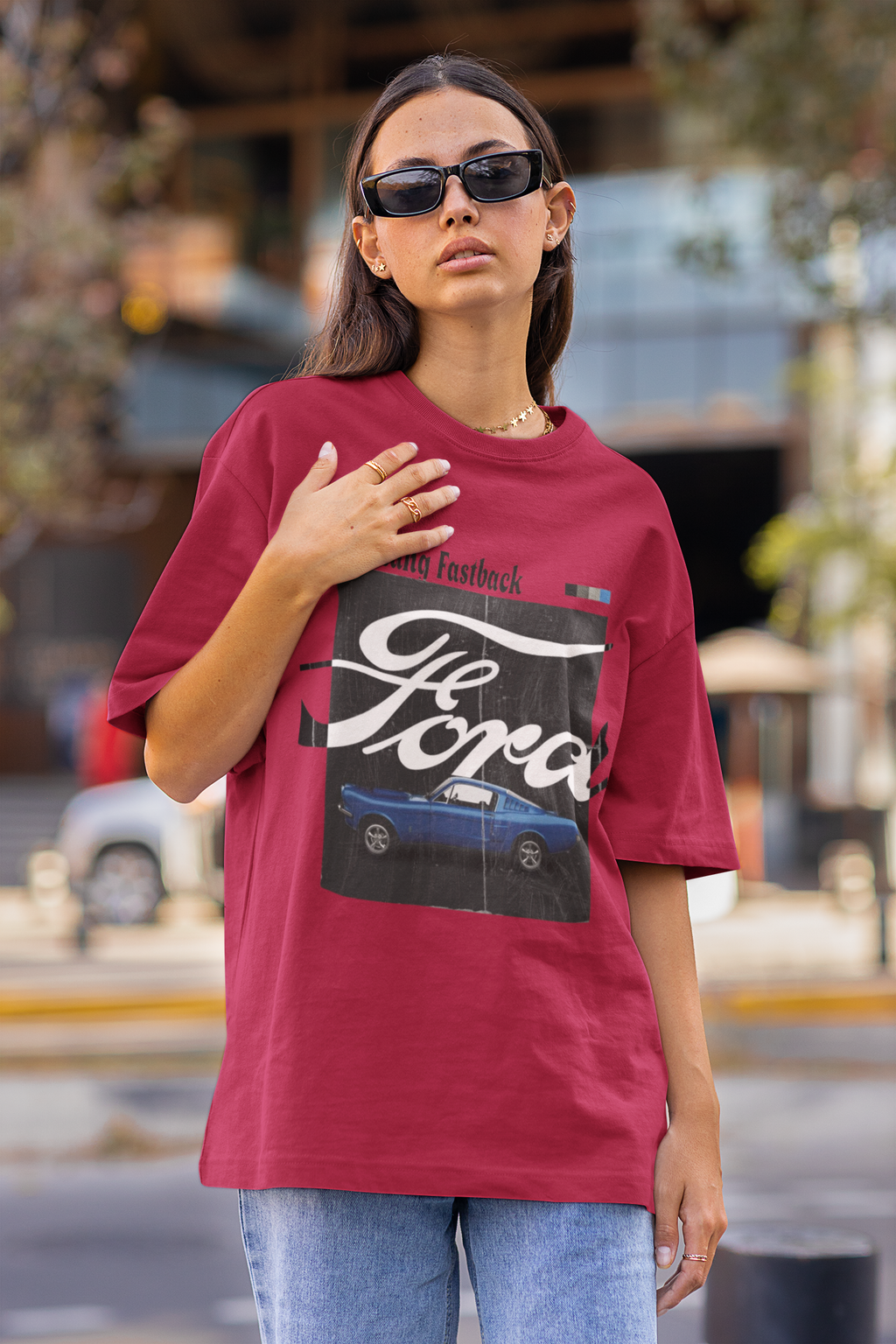Mustang Fastback Vintage Graphic Oversized T-Shirt for Women