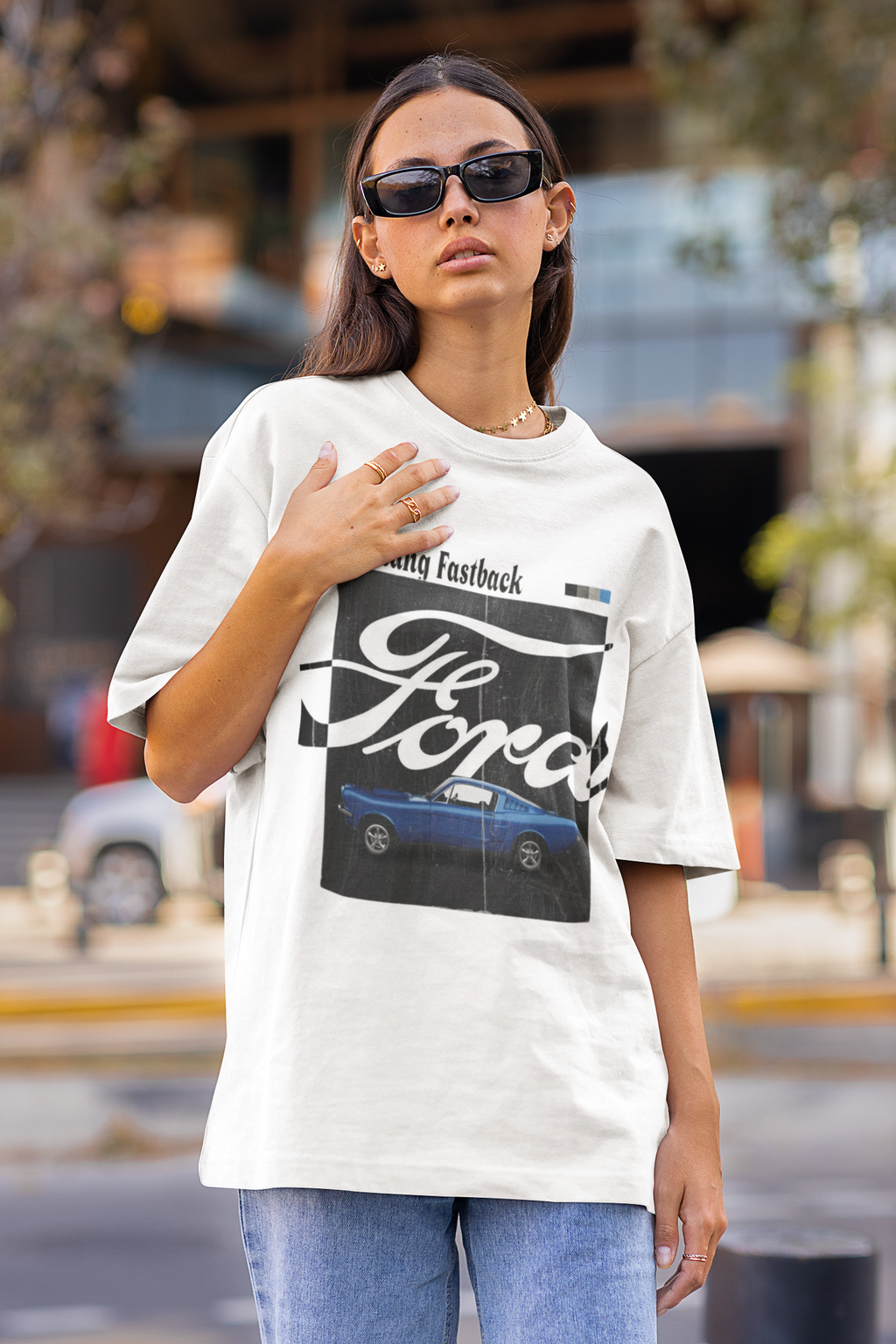 Mustang Fastback Vintage Graphic Oversized T-Shirt for Women