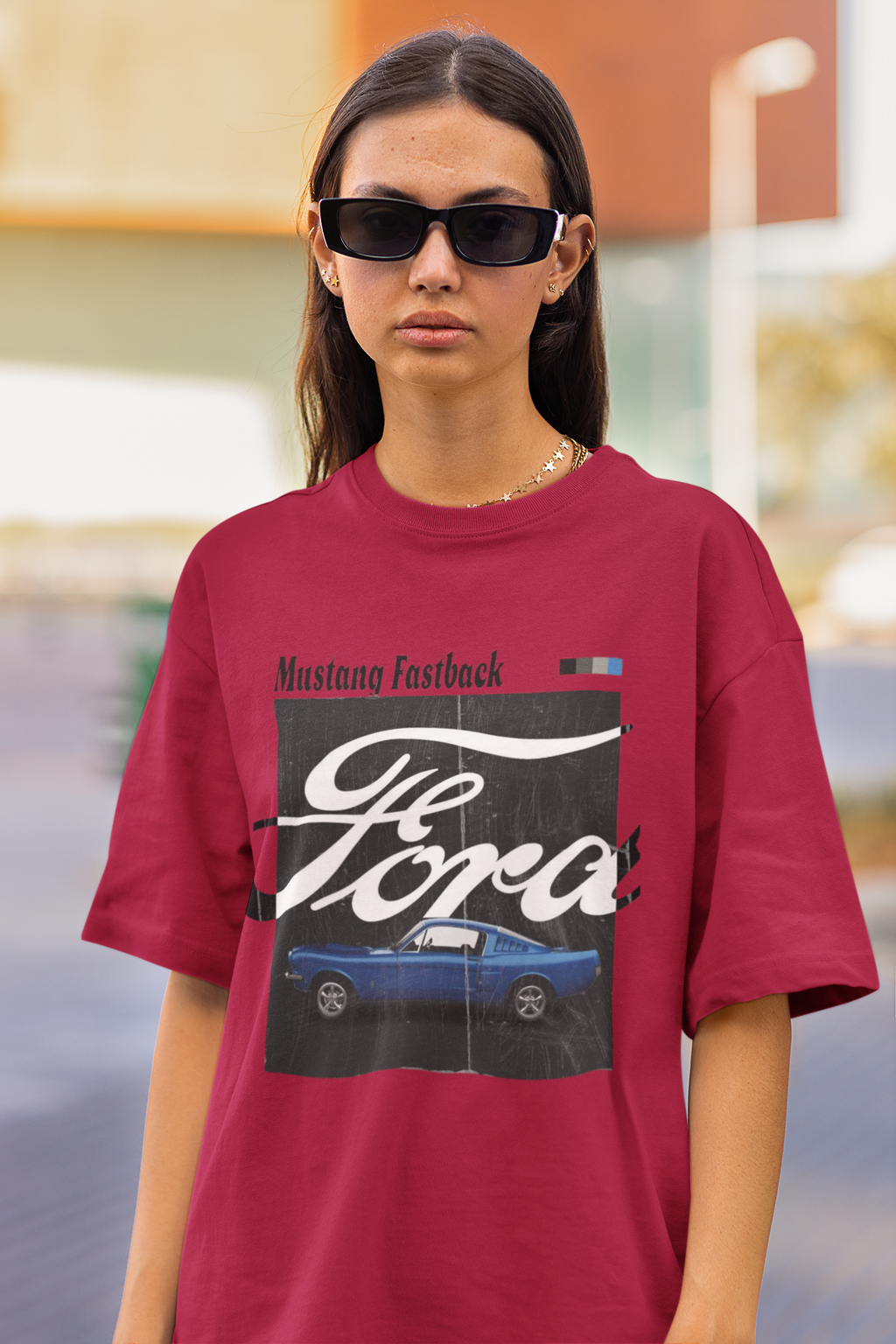 Mustang Fastback Vintage Graphic Oversized T-Shirt for Women