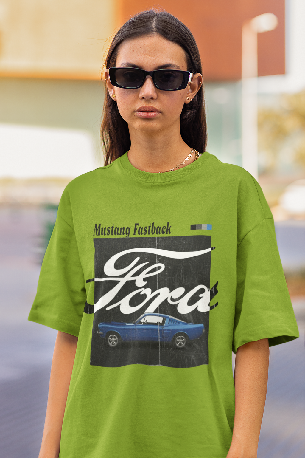 Mustang Fastback Vintage Graphic Oversized T-Shirt for Women