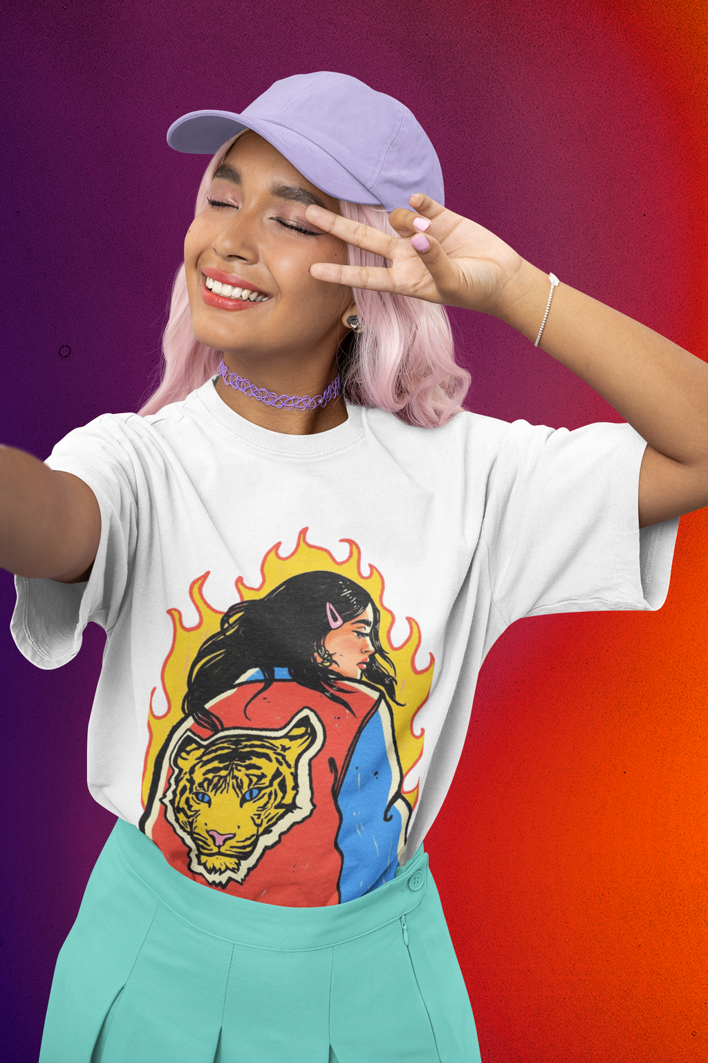 Tiger Girl Oversized T-Shirt for Women