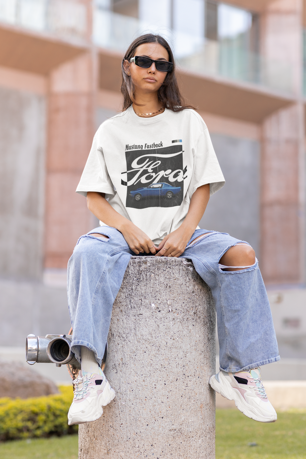 Mustang Fastback Vintage Graphic Oversized T-Shirt for Women