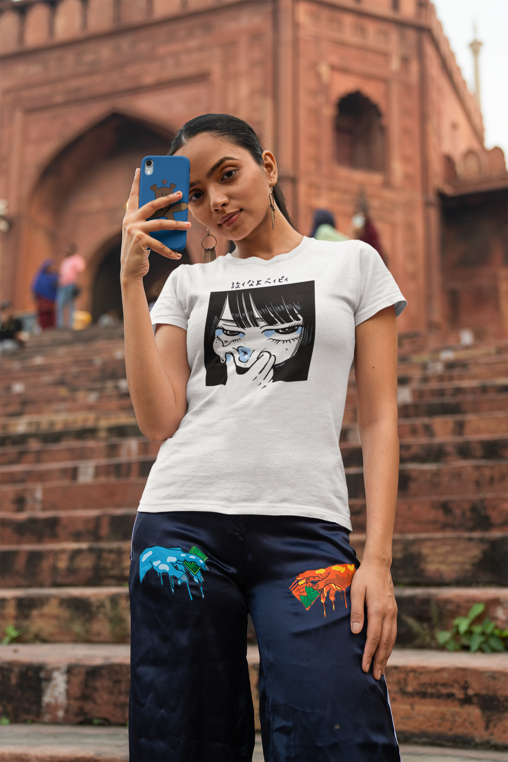 Anime Crying Girl Panel Regular Fit T-Shirt for Women