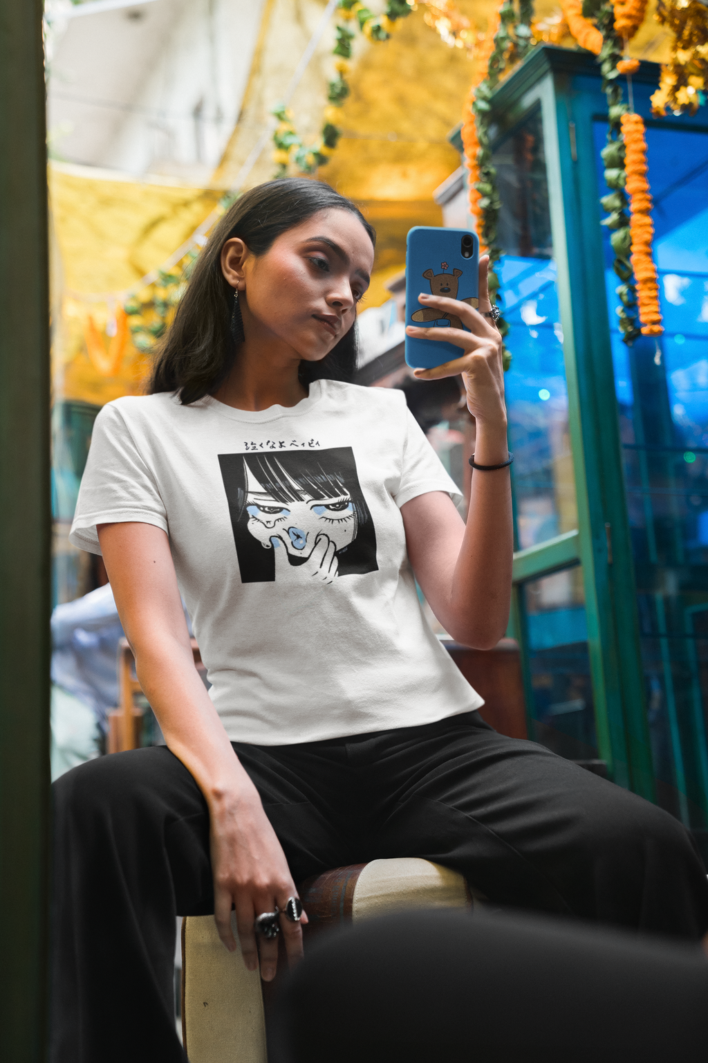 Anime Crying Girl Panel Regular Fit T-Shirt for Women