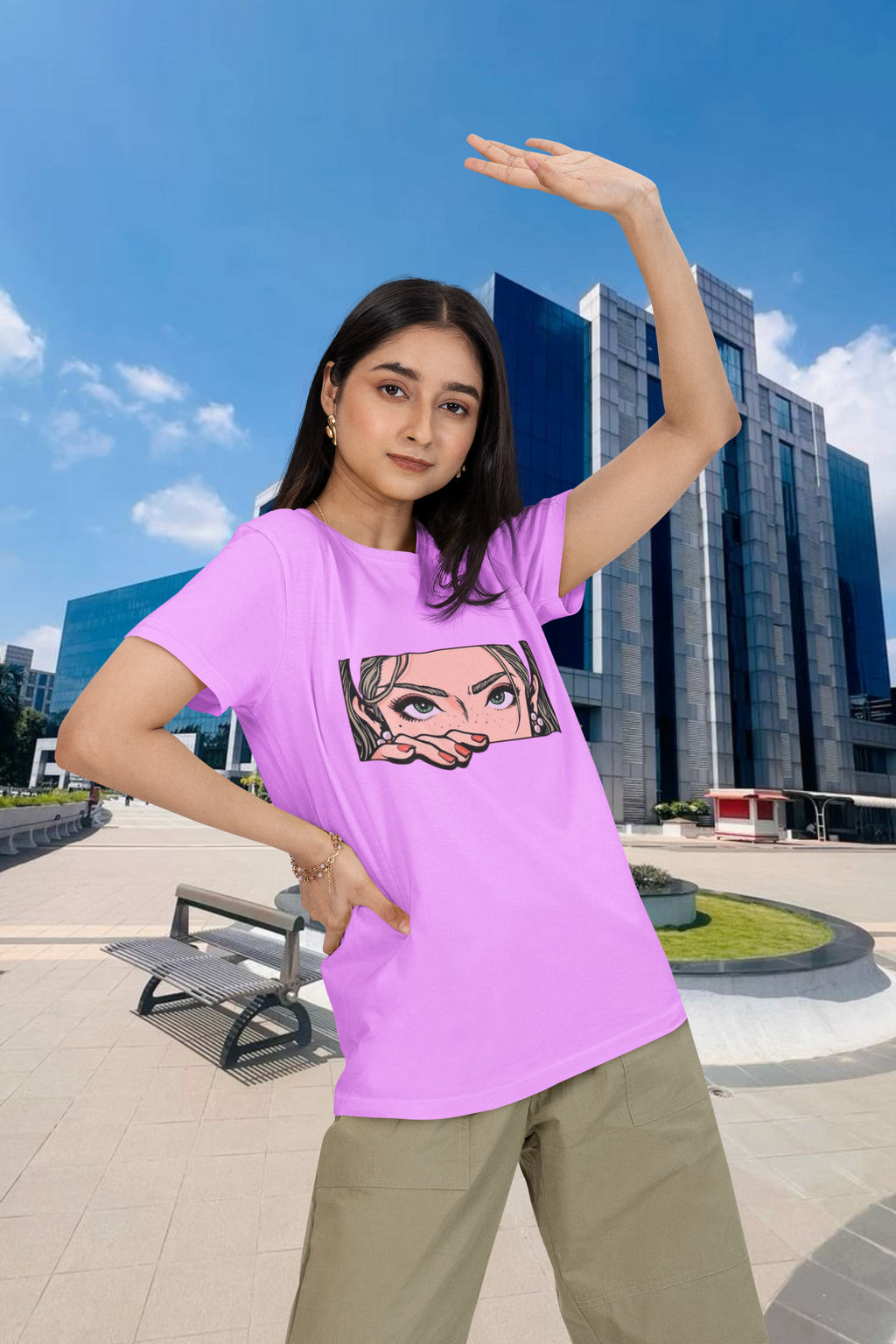 Cartoon Girl Oversized T-Shirt for Women