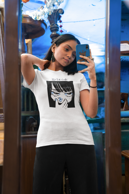 Anime Crying Girl Panel Regular Fit T-Shirt for Women