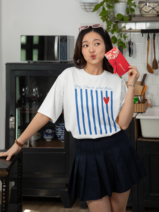 STAY CLOSE TO WHAT MATTERS Oversized T-Shirt for Women | Pixalflux