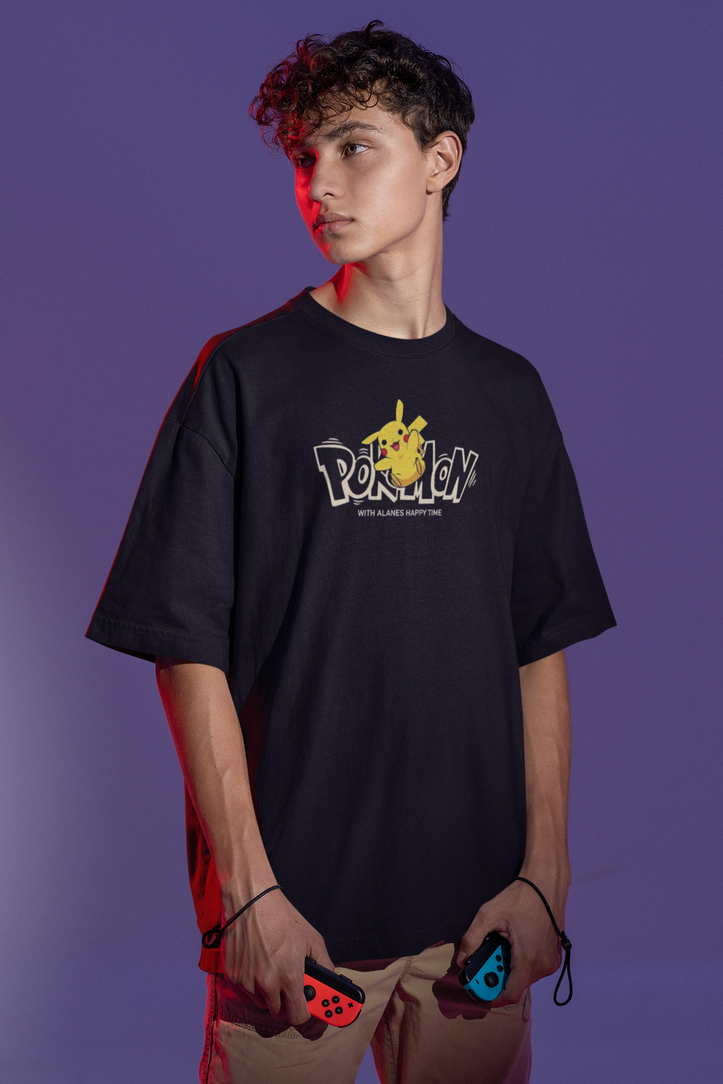 PIKACHU STREET Back Print Oversized T-Shirt for Men | Pixalflux